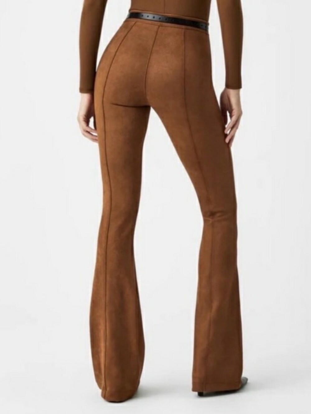 Spanx Faux Suede Flare Pants In Rich Camel - Picture 12 of 12